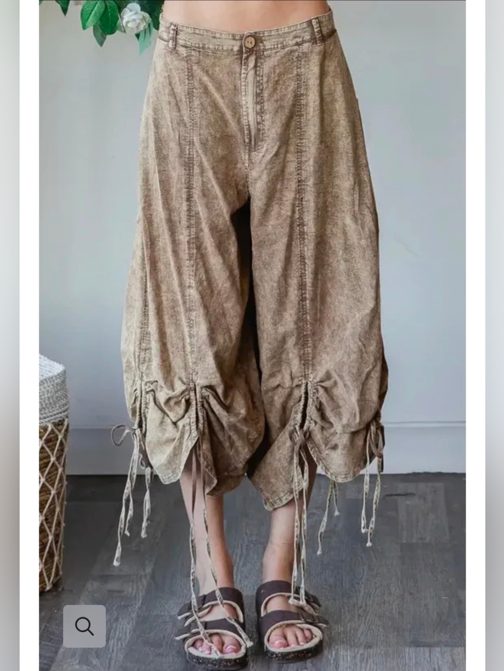 NEW!! Oli And Hali Cinched Hem Wide-Leg Crop Pants in Brown, Sz XL - Picture 3 of 7